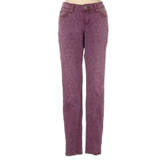 Nine West Vintage America Low Rise Purple Leopard Animal Print Jeans - Picture 1 of 8
